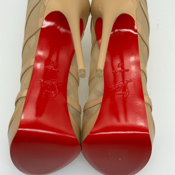 Christian Louboutin DOUX VOILE 120 Leather Mesh Platform Bootie Boot Heels - Picture 13 of 15